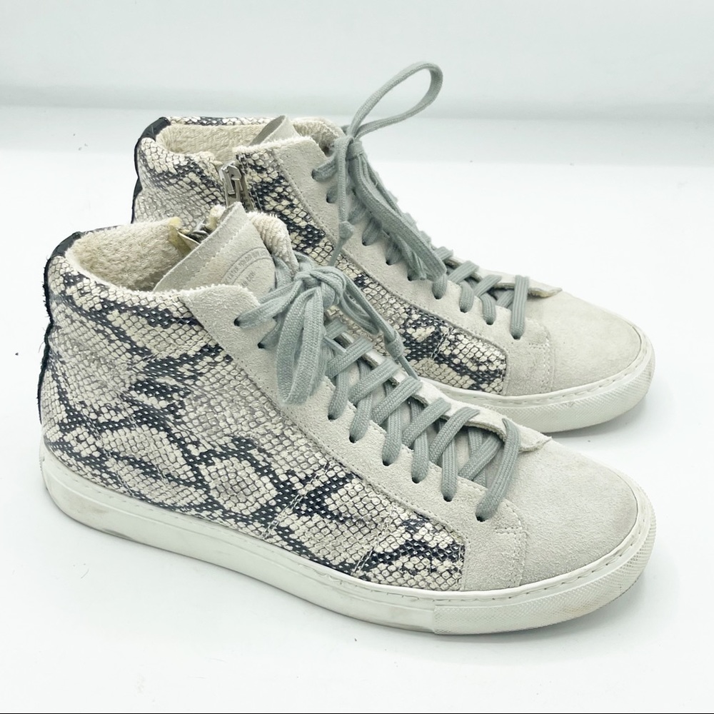 P448 Snakeskin Embossed Leather High Top Sneaker
